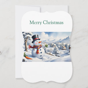 Frohe Weihnachten Flache Grußkarte Schneemann Karte