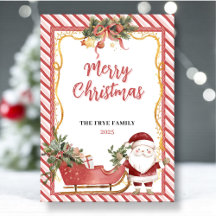 Frohe Weihnachten Flache Weihnachtskarte Santa Sch
