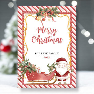 Frohe Weihnachten Flache Weihnachtskarte Santa Sch