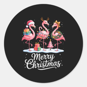 Frohe Weihnachten Flamingo Frauen Mädchen Kinder X Runder Aufkleber