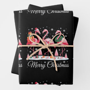 Frohe Weihnachten Flamingo Licht Weihnachtsmann Hu Geschenkpapier Set