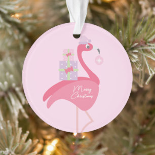 Frohe Weihnachten Flamingo Pastell Rosa Lila Ornament