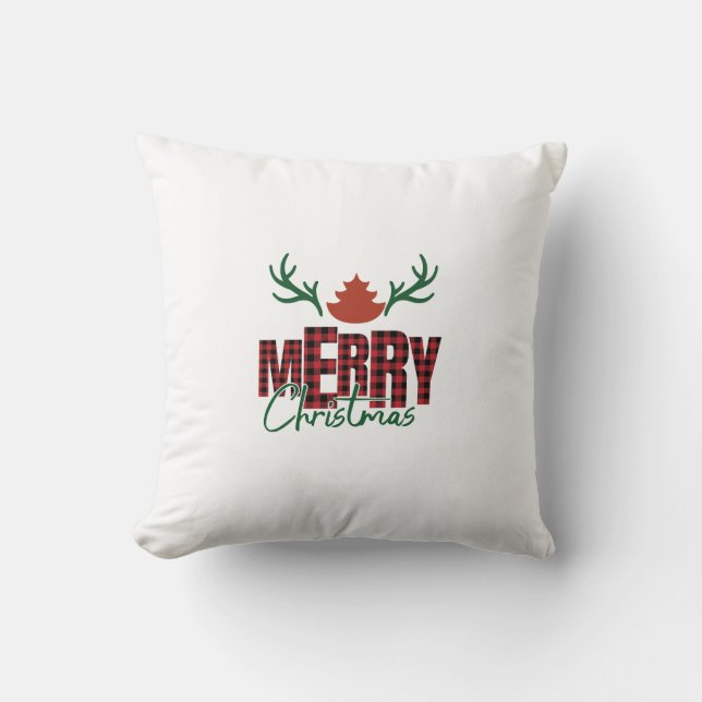 "Frohe Weihnachten" Flannel Texture Square Pillow  Kissen (Vorderseite)