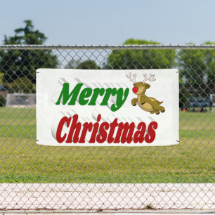 Frohe Weihnachten Fliegendes Rentier-Typografie Banner