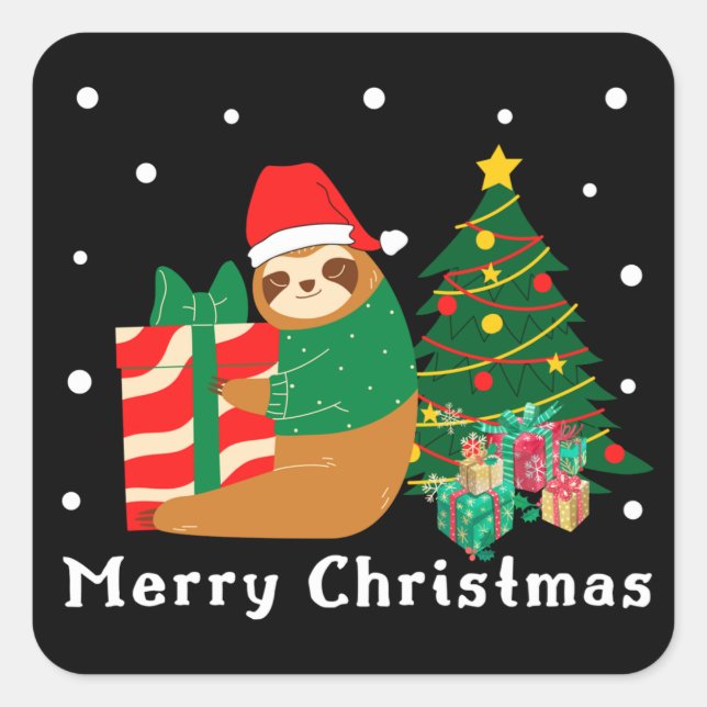 Frohe Weihnachten Flitterwochen Quadratischer Aufkleber (Vorderseite)