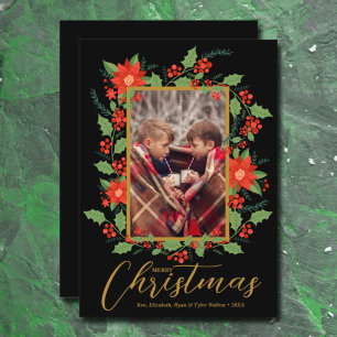 Frohe Weihnachten floral Black Foto
