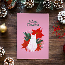 Frohe Weihnachten Floral Cat