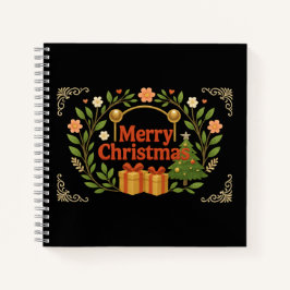 Frohe Weihnachten floral Geschenk Spiral-Notebook Notizbuch