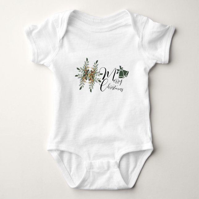 Frohe Weihnachten Floral Jingle Bell T - Shirt (Vorderseite)