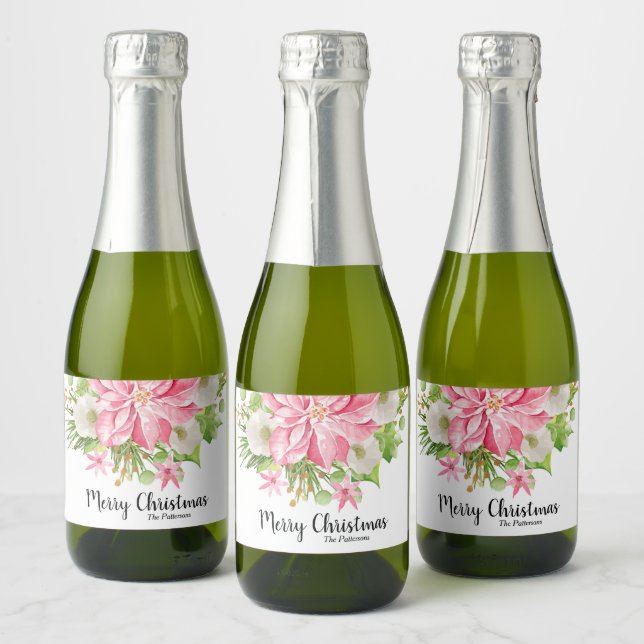 Frohe Weihnachten Floral Poinsettia Holiday Mini (Flaschen)