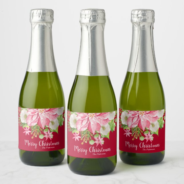 Frohe Weihnachten Floral Poinsettia Holiday Mini R (Flaschen)