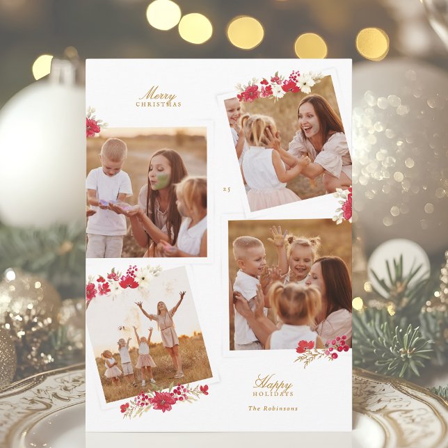 frohe Weihnachten florale botanische Multi-Foto gl (Von Creator hochgeladen)