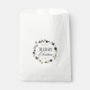 Frohe Weihnachten Floraler Kranz Gold Hochzeitsgun Geschenktütchen