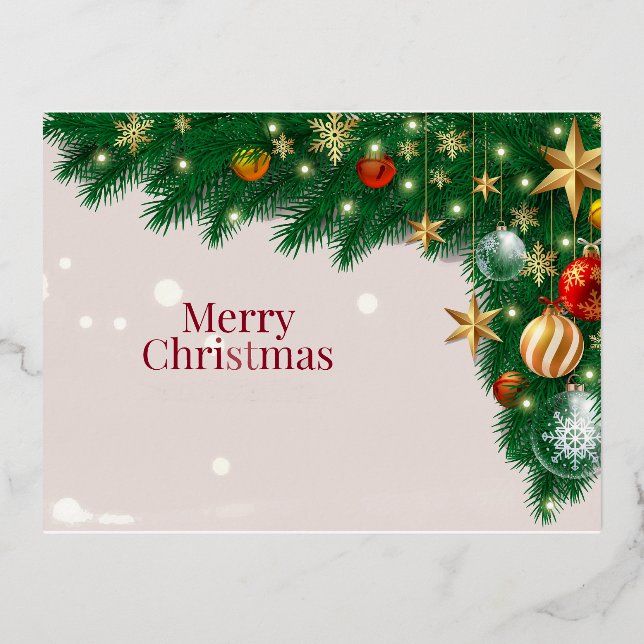 Frohe Weihnachten Folien Feiertagspostkarte (Vorderseite)
