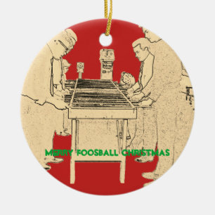 Frohe Weihnachten Foosball Foto-Kunst Fuzboll Keramik Ornament