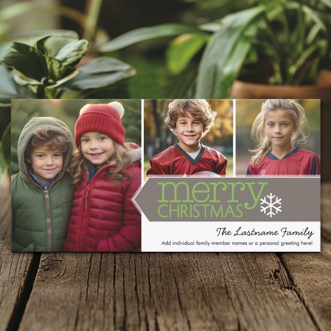 Frohe Weihnachten Foto - 3 Fotos (Custom Holiday Photo Card)