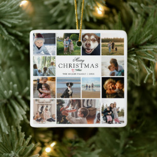 Frohe Weihnachten Foto-Collage Keramikornament