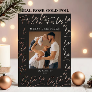 Frohe Weihnachten Foto Elegant Echte Rose Gold Folien Feiertagskarte