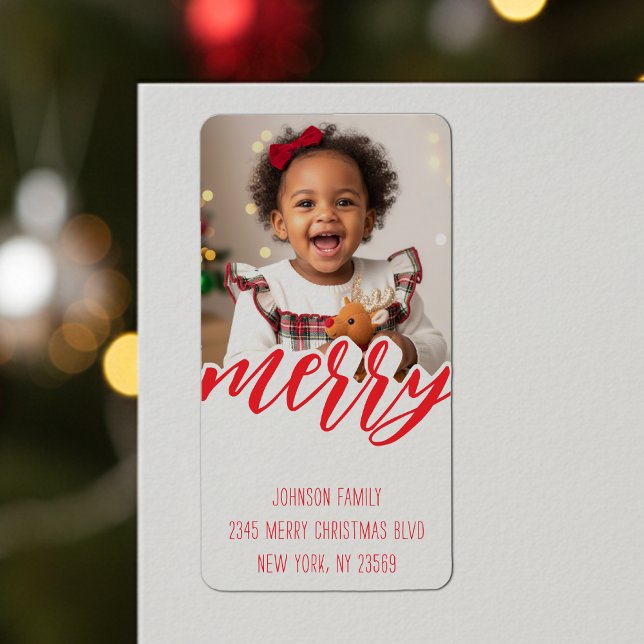Frohe Weihnachten Foto Feiertagsadresse Adressaufkleber (Von Creator hochgeladen)