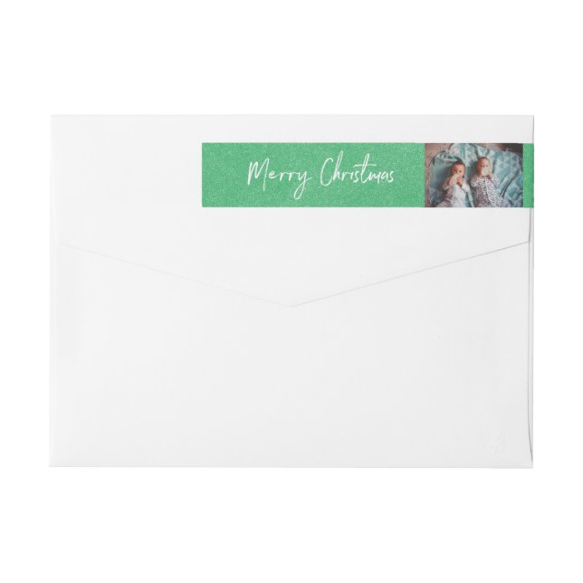 Frohe Weihnachten & Foto Green Snow Custom-Adresse (Rückseite)