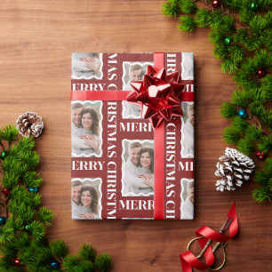Frohe Weihnachten Foto in geschwungener Umrandung  Geschenkpapier