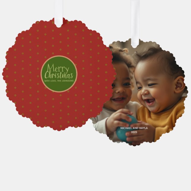 Frohe Weihnachten Foto Papier Ornament Card hinzuf (Vorderseite/Rückseite)