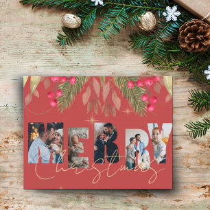 Frohe Weihnachten Foto Rot Gold Weihnachten Urlaub Postkarte