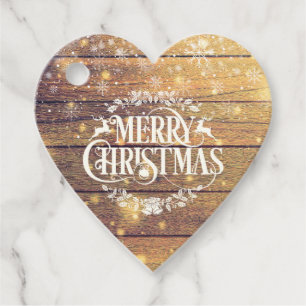 Frohe Weihnachten Foto Rustikales Holz Schneeflock Geschenkanhänger