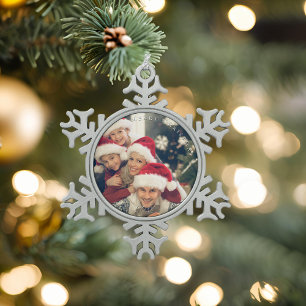Frohe Weihnachten Foto Schneeflocke Schneeflocken Zinn-Ornament