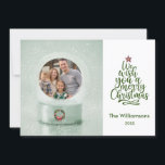 Frohe Weihnachten Foto Snow Globe Weihnachten Karte<br><div class="desc">Frohe Weihnachten mit einem beliebten Foto in der Schneewelt - friedlich und ruhig. Designanfragen oder -anfragen senden Sie uns einfach einen Chat oder eine E-Mail an: charmdesignstudio@rcn.com</div>