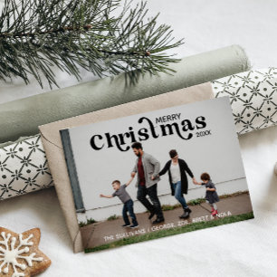 Frohe Weihnachten Fotokarte   Schwarz Einladung
