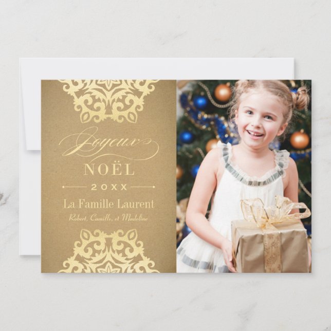 Frohe Weihnachten Fotokarte Wird Kraft- und Goldpa (Vorderseite)