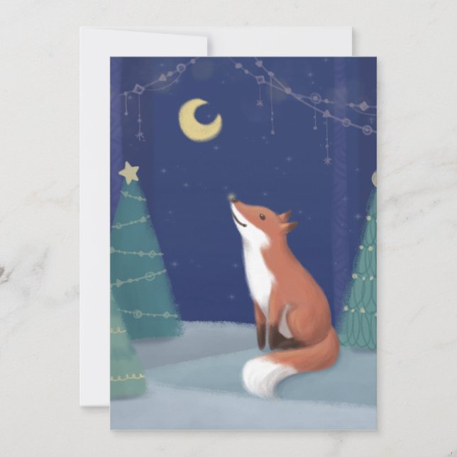 Frohe Weihnachten: Fox Illustration Art Feiertagskarte (Vorderseite)