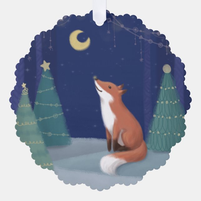 Frohe Weihnachten: Fox Illustration Art Ornament Karte (Vorderseite)