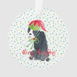 Frohe Weihnachten Französisch Bulldog Wreath Holly Ornament