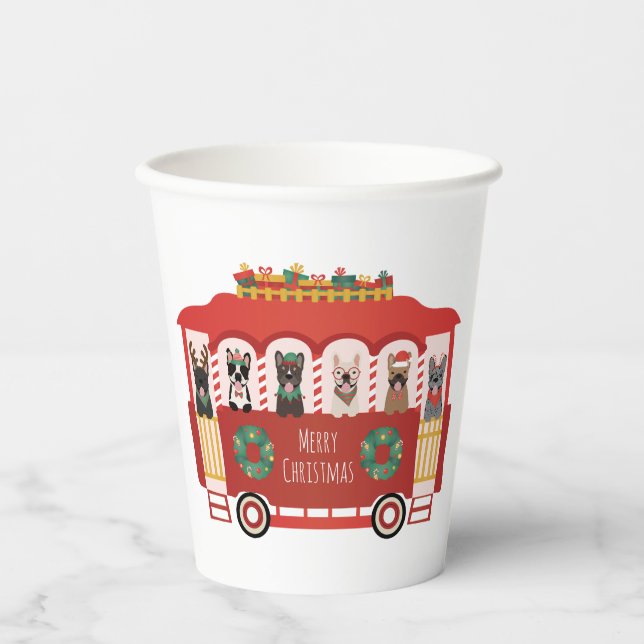 Frohe Weihnachten Französisch Bulldogs Holiday Tro Pappbecher (Vorderseite)