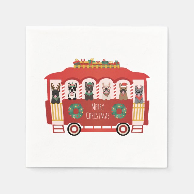 Frohe Weihnachten Französisch Bulldogs Holiday Tro Serviette (Vorderseite)