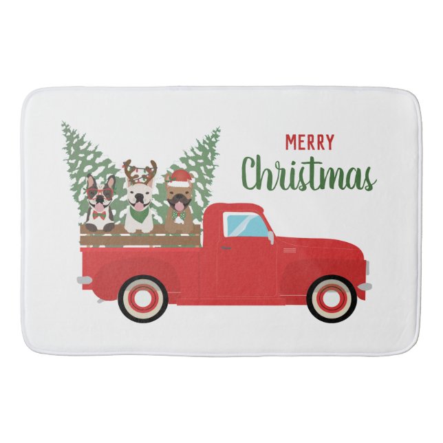 Frohe Weihnachten Französisch Bulldogs Red Lieferw Badematte (Vorderseite)