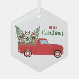 Frohe Weihnachten Französisch Bulldogs Red Lieferw Ornament Aus Glas