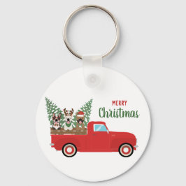 Frohe Weihnachten Französisch Bulldogs Red Lieferw Schlüsselanhänger