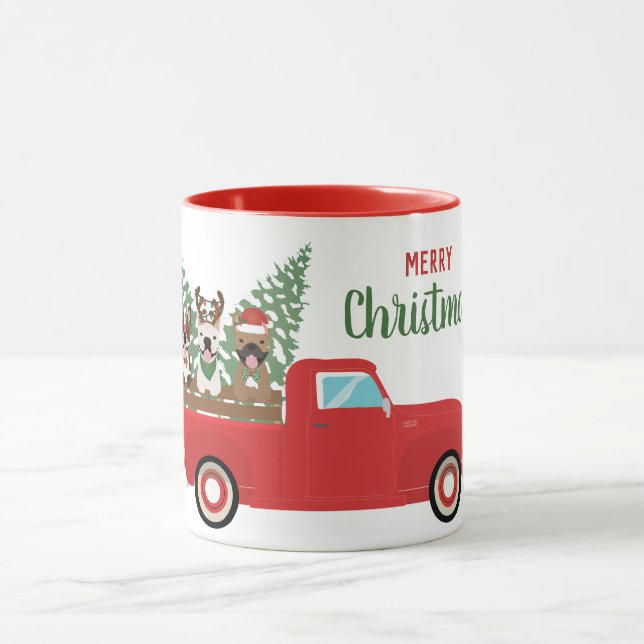 Frohe Weihnachten Französisch Bulldogs Red Lieferw Tasse (Zentrum)