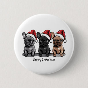 Frohe Weihnachten Französische Bulldogge Santa Hun Button