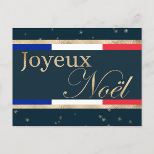 Frohe Weihnachten Französische Flagge auf Blau Wei Postkarte