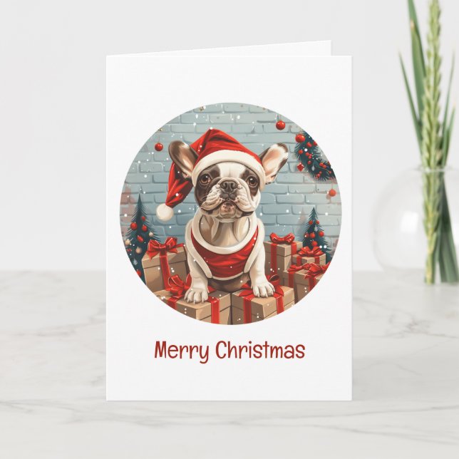 Frohe Weihnachten Französischer Bulldog Santa Dog (Vorderseite)