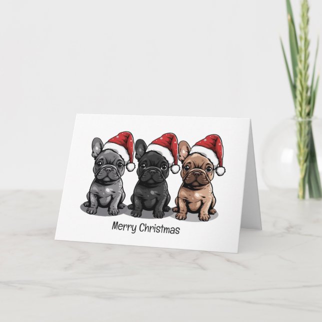 Frohe Weihnachten Französischer Bulldog Santa Dog (Vorderseite)