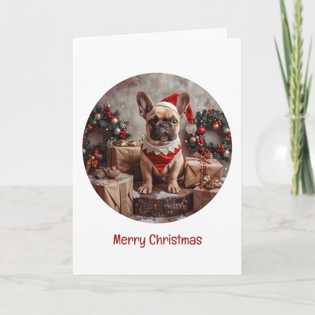 Frohe Weihnachten Französischer Bulldog Santa Dog (Vorderseite)