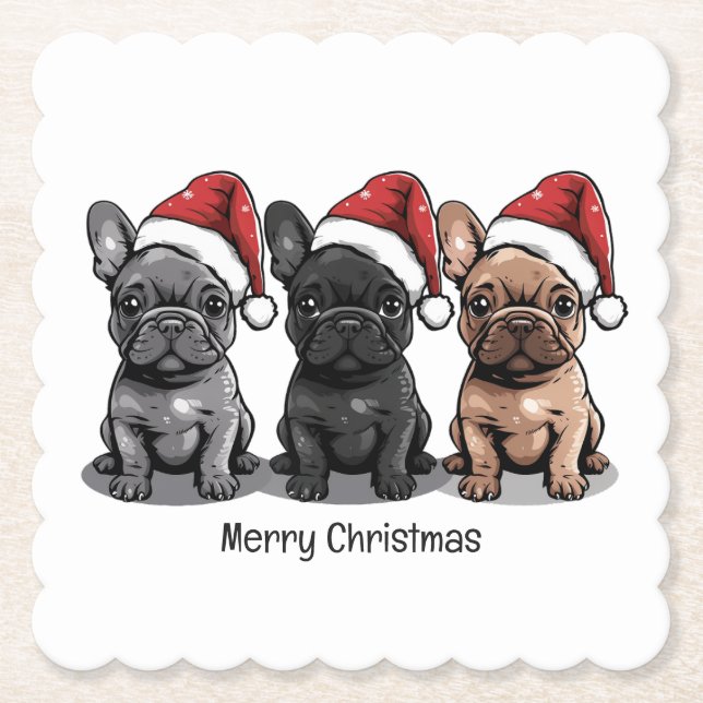 Frohe Weihnachten Französischer Bulldog Santa Dog Untersetzer (Vorderseite)