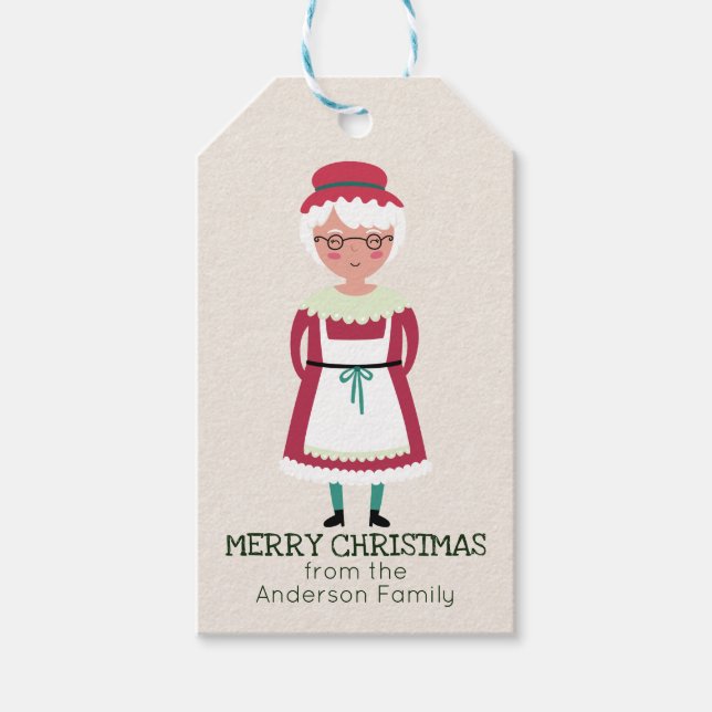 Frohe Weihnachten Frau Santa Claus Whimsical Urlau Geschenkanhänger (Vorderseite)