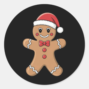 Frohe Weihnachten Frauen Gingerbread Santa Pajamas Runder Aufkleber