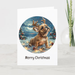 Frohe Weihnachten French Bulldog Rentier Dog